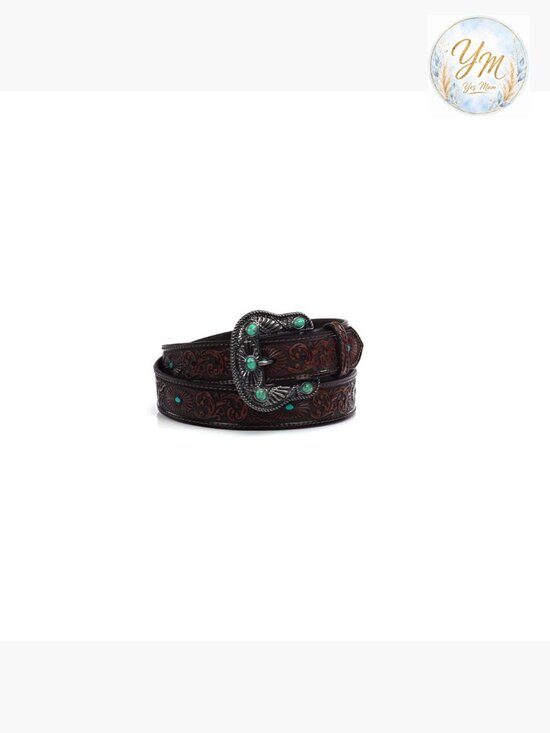 Genuine Leather Western Belt with Interchangeable Buckle